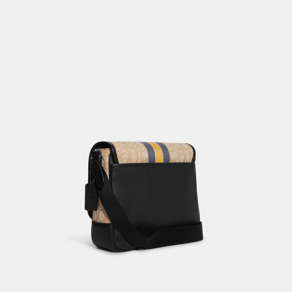 COACH®,Thompson Small Map Bag In Signature Jacquard With Varsity Stripe,,Angle View