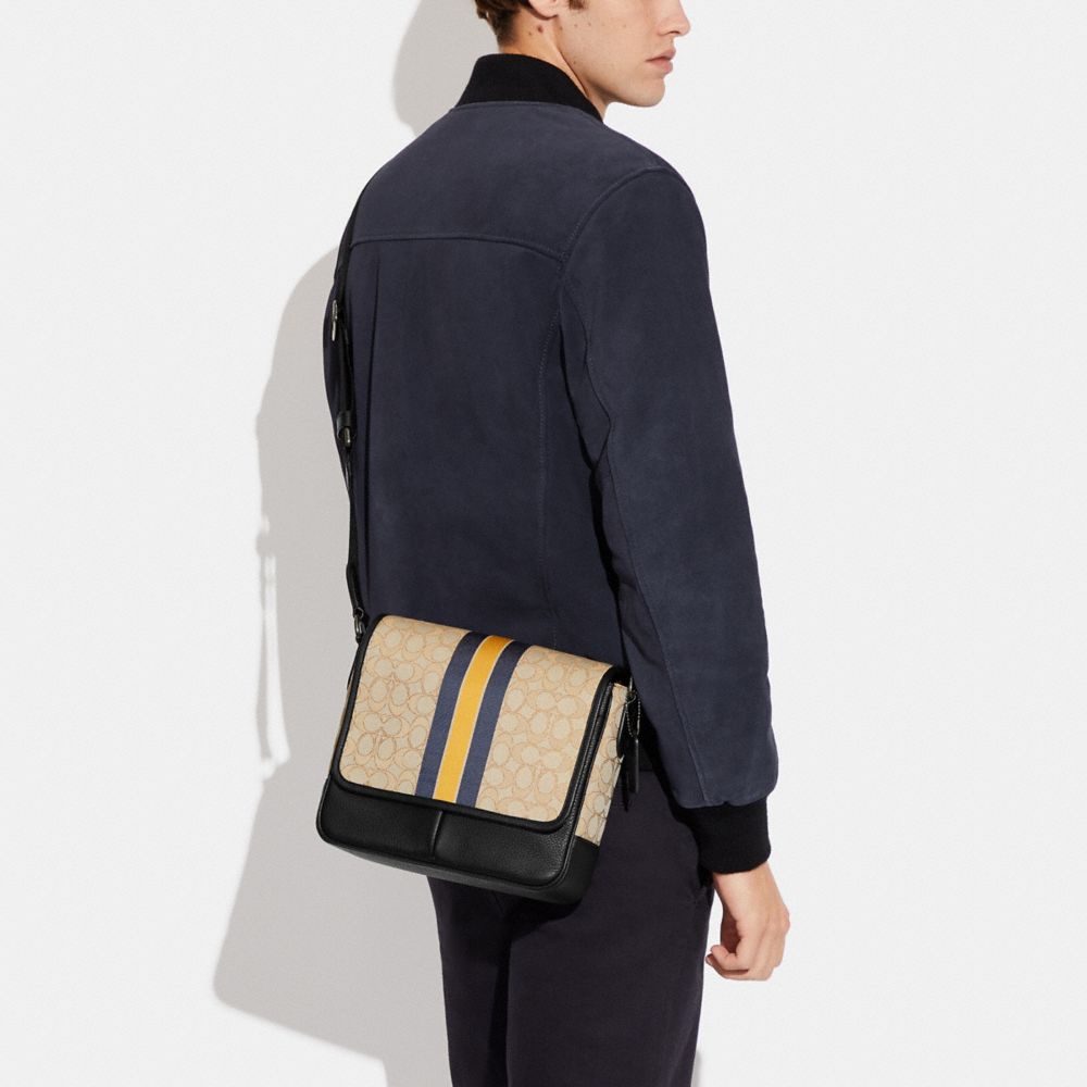 COACH®,Thompson Small Map Bag In Signature Jacquard With Varsity Stripe,,Detail View