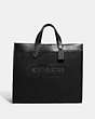 COACH®,FIELD TOTE BAG 40 IN ORGANIC COTTON CANVAS WITH COACH BADGE,canvas,X-Large,Black Copper/Black,Front View