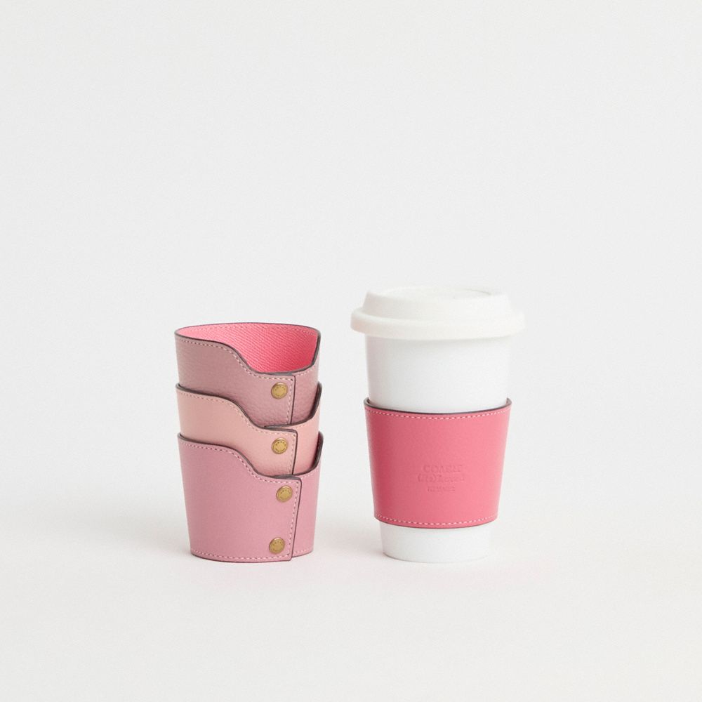 COACH®,Remade Cup Sleeve,Leather,Drink Sleeve,Leather,Reusable,,Group View