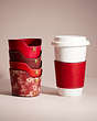 COACH®,REMADE CUP SLEEVE,Leather,Red,Group View