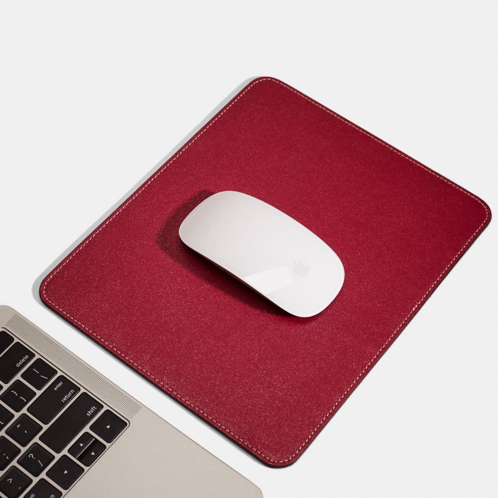 COACH®,Remade Mouse Pad,Leather,Mouse Pad,Stitching,Beige,Inside View, Top View