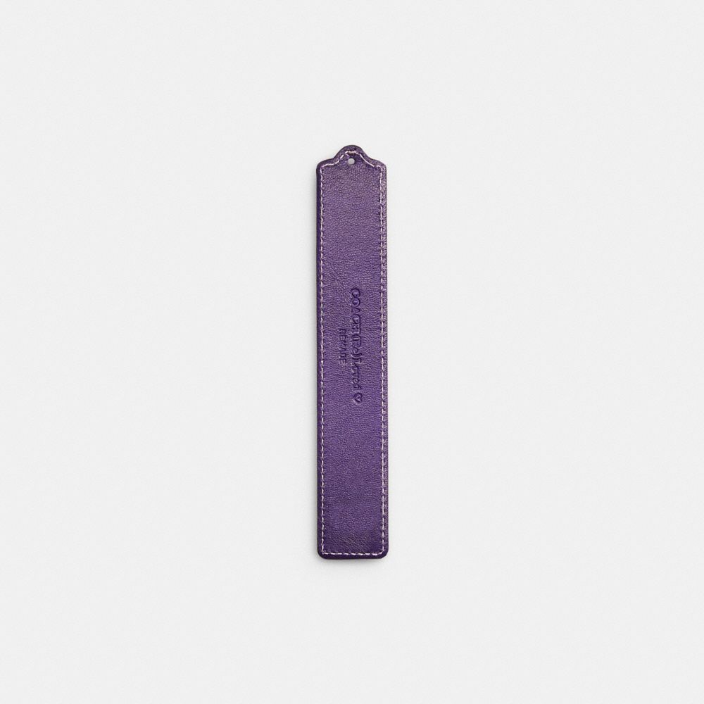 COACH®,Remade Bookmark,Leather,Bookmark,Embossed,Purple,Front View