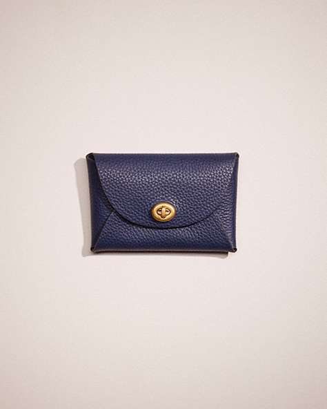 COACH®,REMADE MEDIUM POUCH,Pebble Leather,Brass/Midnight Navy,Front View