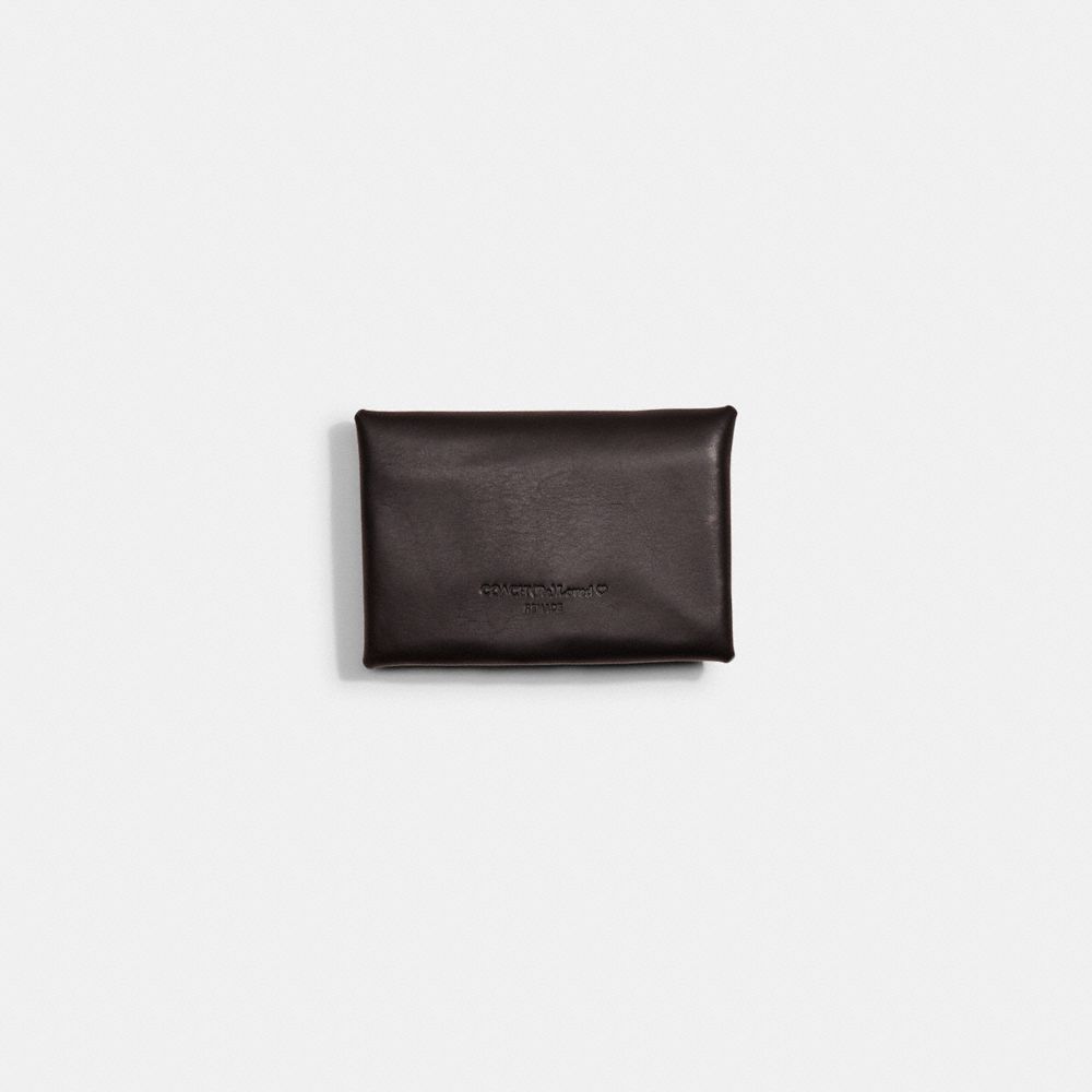 COACH®,Remade Medium Pouch,Leather,Coin,Embossed,Logo,Casual,Black,Back View