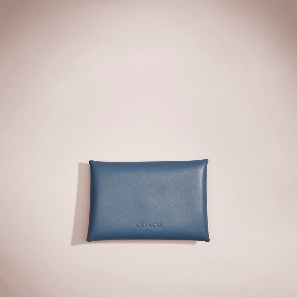 COACH®,REMADE MEDIUM POUCH,Pebble Leather,Blue,Back View