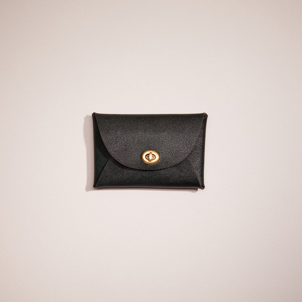 COACH®,Remade Medium Pouch,Leather,Coin,Embossed,Logo,Casual,Black,Front View