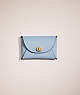 COACH®,REMADE MEDIUM POUCH,Pebble Leather,Light Blue,Front View