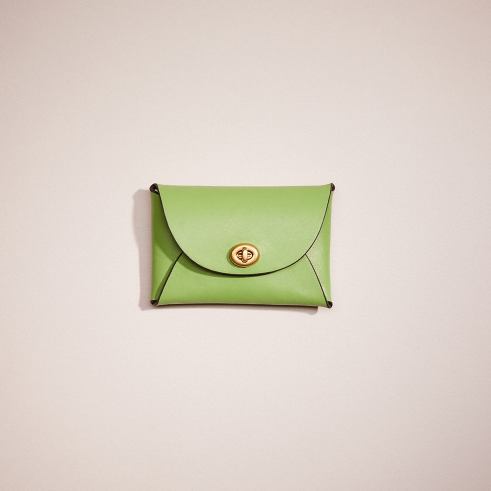 COACH®,Remade Medium Pouch,Leather,Coin,Embossed,Logo,Casual,Green,Front View