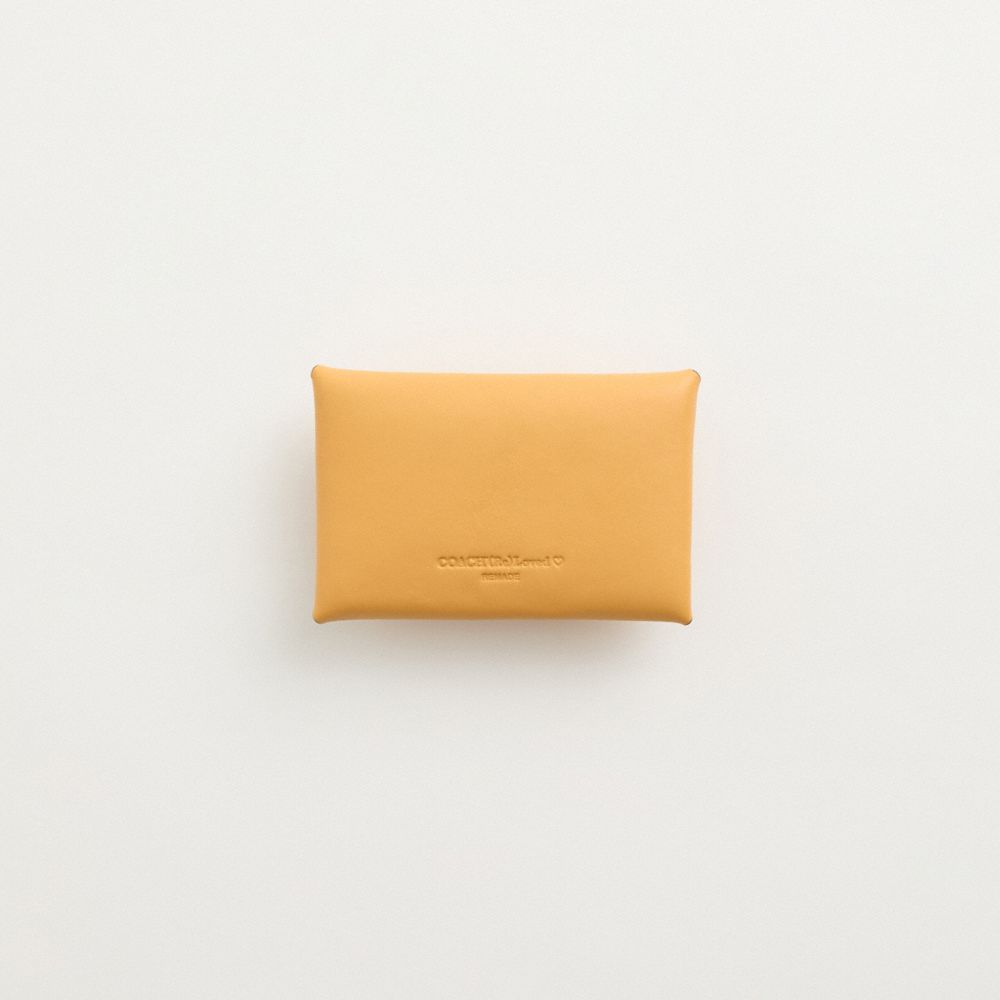 COACH®,Remade Medium Pouch,Leather,Coin,Embossed,Logo,Casual,Mustard,Back View