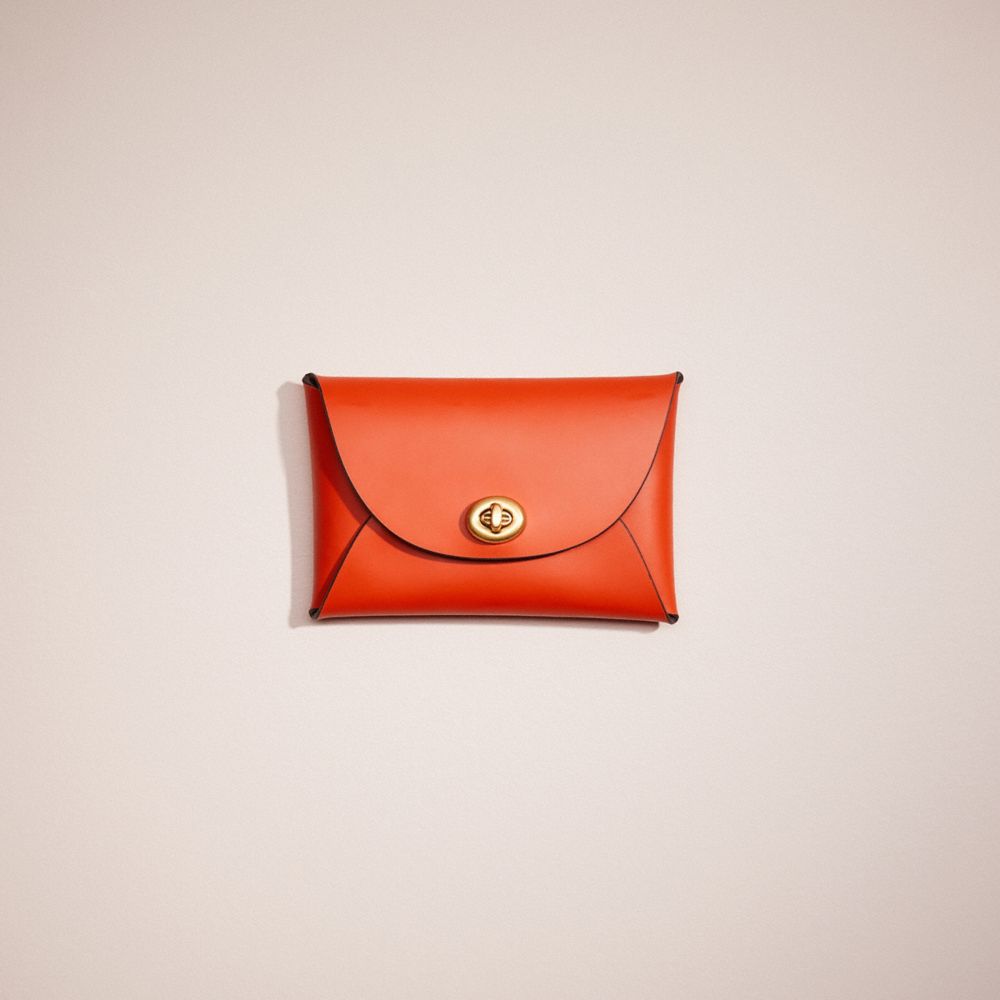 COACH®,Remade Medium Pouch,Leather,Coin,Embossed,Logo,Casual,Burnt Orange,Front View