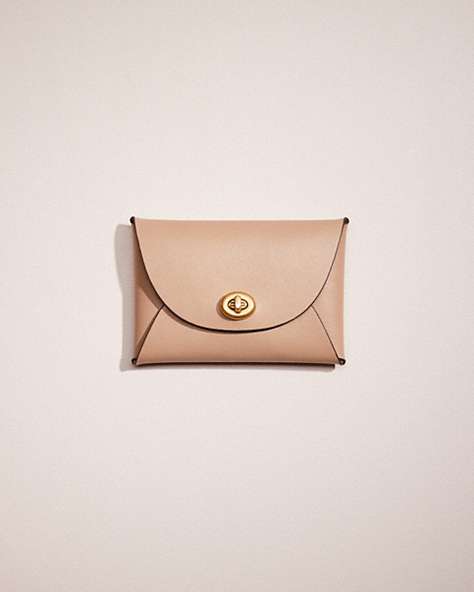 COACH®,REMADE MEDIUM POUCH,Pebble Leather,Nude,Front View