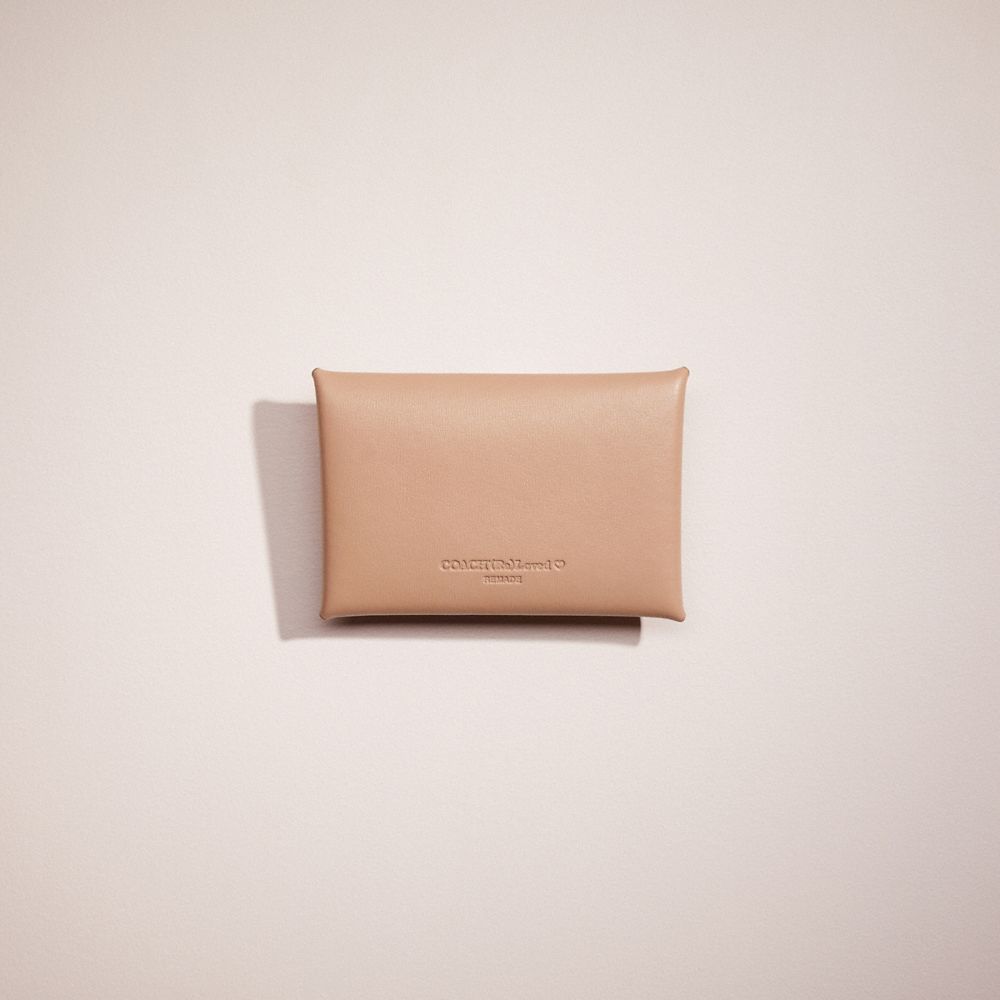 COACH®,Remade Medium Pouch,Leather,Coin,Embossed,Logo,Casual,Beige,Back View