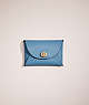 COACH®,REMADE MEDIUM POUCH,Pebble Leather,Pacific Blue,Front View