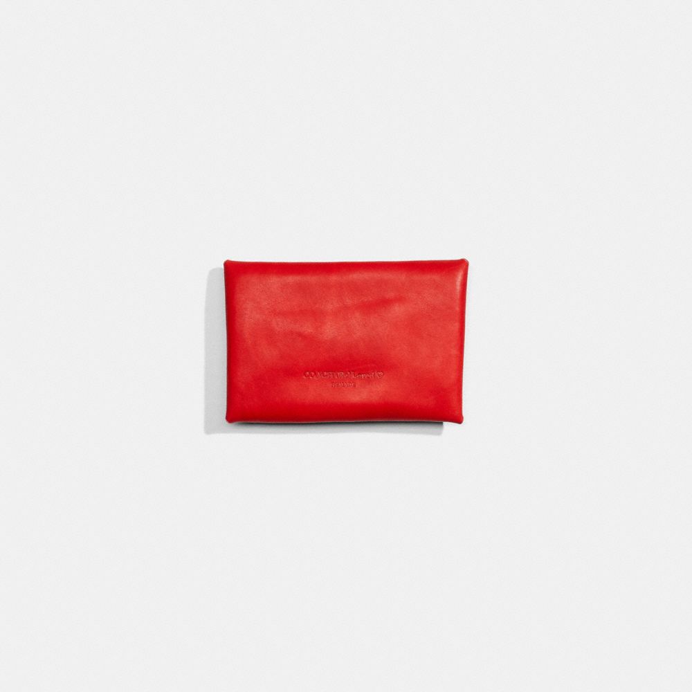 COACH®,Remade Medium Pouch,Leather,Coin,Embossed,Logo,Casual,Red,Back View