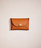 COACH®,REMADE MEDIUM POUCH,Pebble Leather,Saddle,Front View