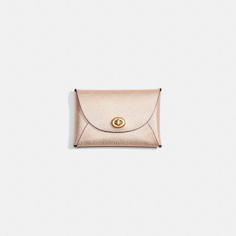 COACH®,REMADE MEDIUM POUCH,Pebble Leather,Rose Gold Metallic,Front View