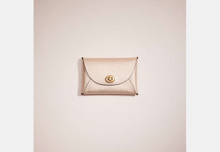 COACH®,REMADE MEDIUM POUCH,Pebble Leather,Rose Gold Metallic,Front View