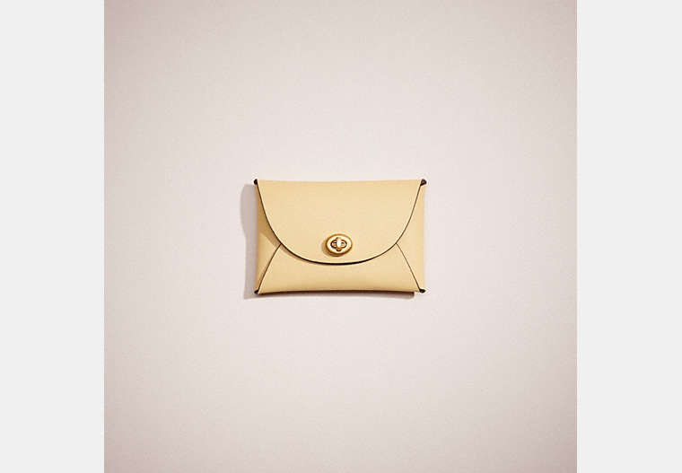 COACH®,REMADE MEDIUM POUCH,Pebble Leather,Vanilla,Front View