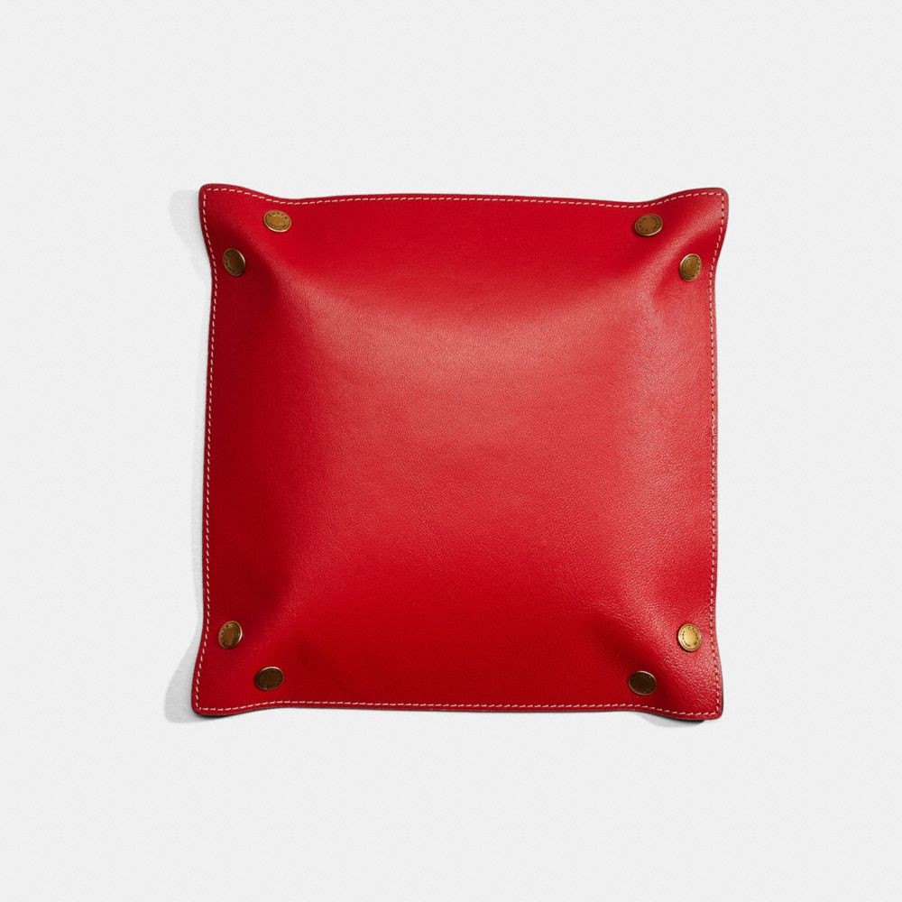 COACH®,Remade Valet Tray,Leather,Decorative Tray,Red,Back View