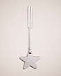 COACH®,REMADE STAR BAG CHARM,Leather,School Spirit,Silver Metallic,Front View