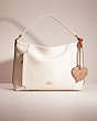 COACH®,REMADE HEART BAG CHARM,Pebble Leather,Hello Summer,Pink Floral,Inside View, Top View
