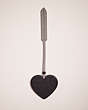 COACH®,REMADE HEART BAG CHARM,Pebble Leather,Hello Summer,Black,Front View
