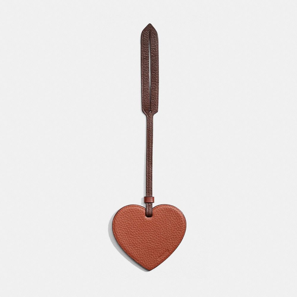 COACH®,Remade Heart Bag Charm,Bag Charm,Heart Embellishment,Casual,Brown,Front View