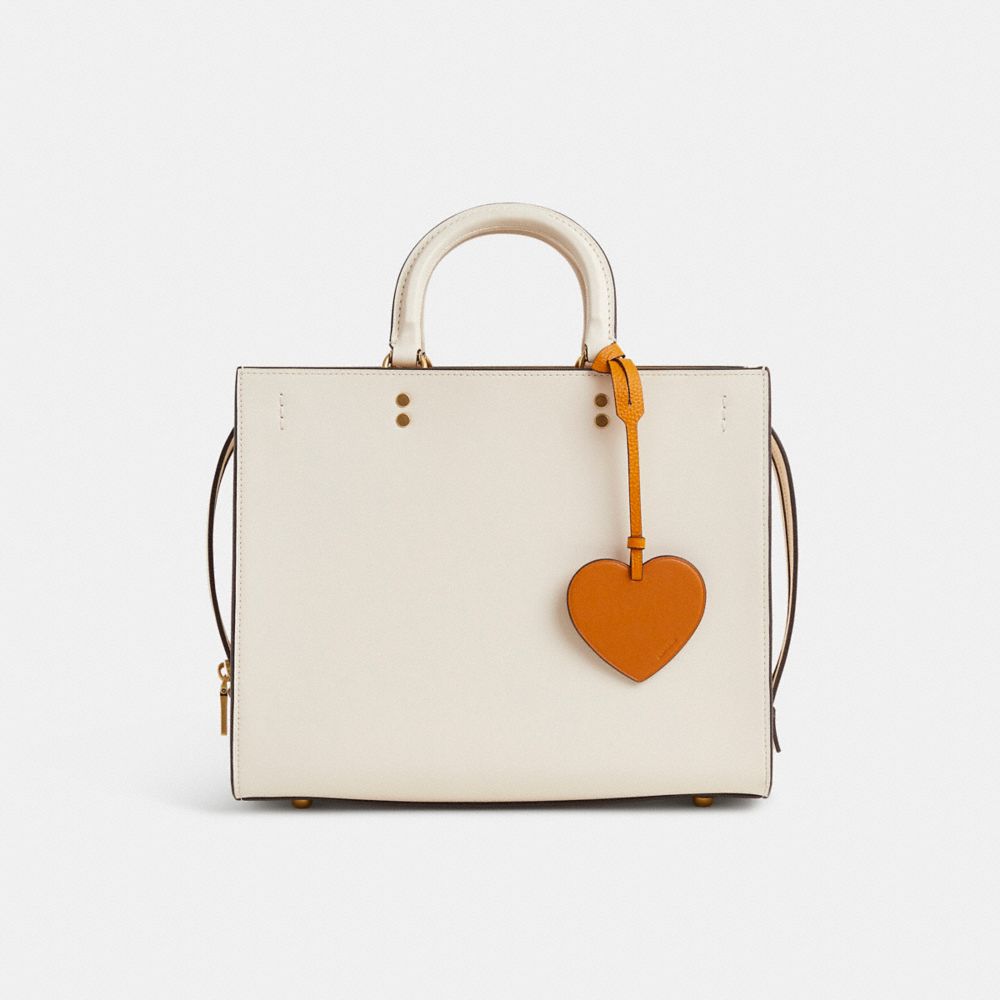 COACH®,Remade Heart Bag Charm,Bag Charm,Heart Embellishment,Casual,Orange,Angle View