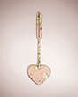 COACH®,REMADE HEART BAG CHARM,Pebble Leather,Hello Summer,Pink Floral,Front View