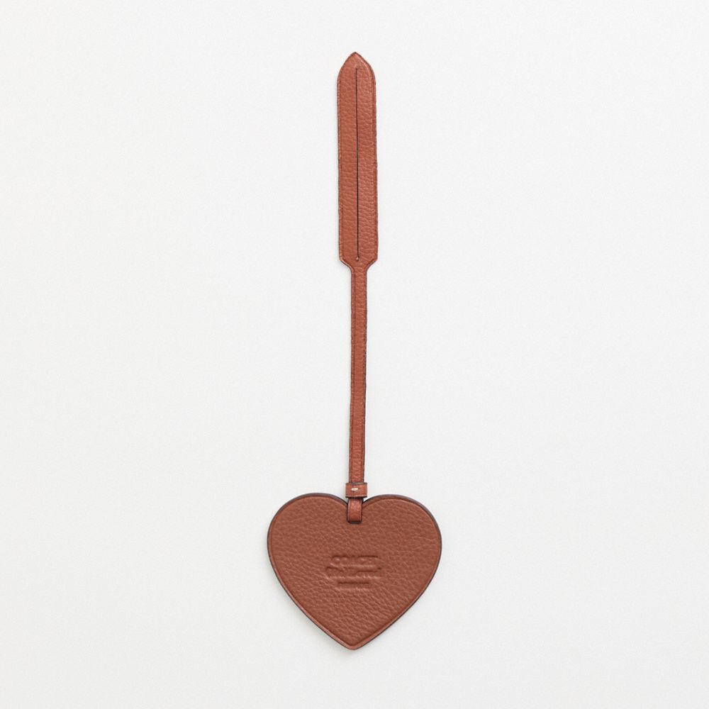 COACH®,Remade Heart Bag Charm,Bag Charm,Heart Embellishment,Casual,Brown,Back View