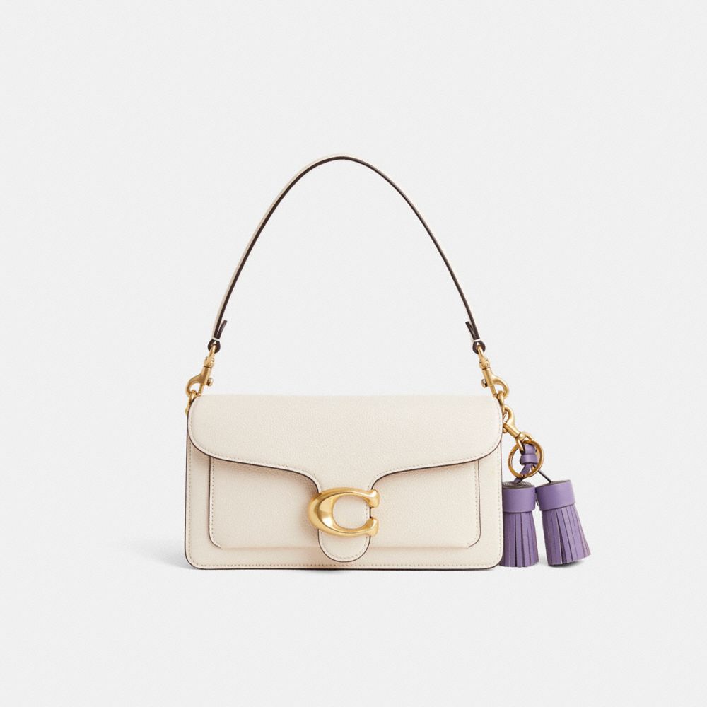 COACH®,Remade Tassel Bag Charm,Leather,Bag Charm,Tassel,Logo,Cocktail,Purple,Angle View