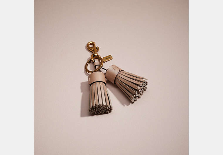 COACH®,REMADE TASSEL BAG CHARM,Leather,Mini,Nude,Front View
