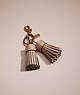 COACH®,REMADE TASSEL BAG CHARM,Leather,Mini,Nude,Front View