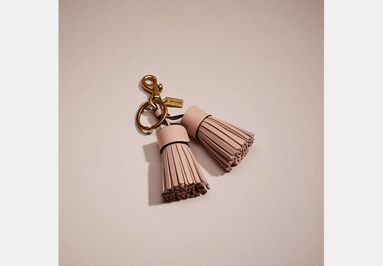 COACH®,REMADE TASSEL BAG CHARM,Leather,Mini,Pink,Front View