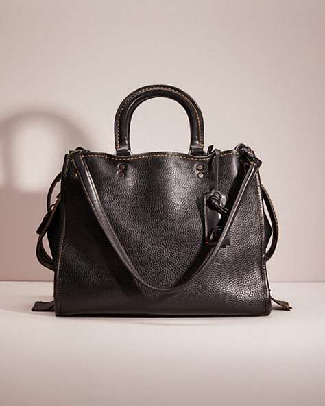 COACH®,RESTORED ROGUE,Glovetanned Pebble Leather,Pewter/Black,Front View