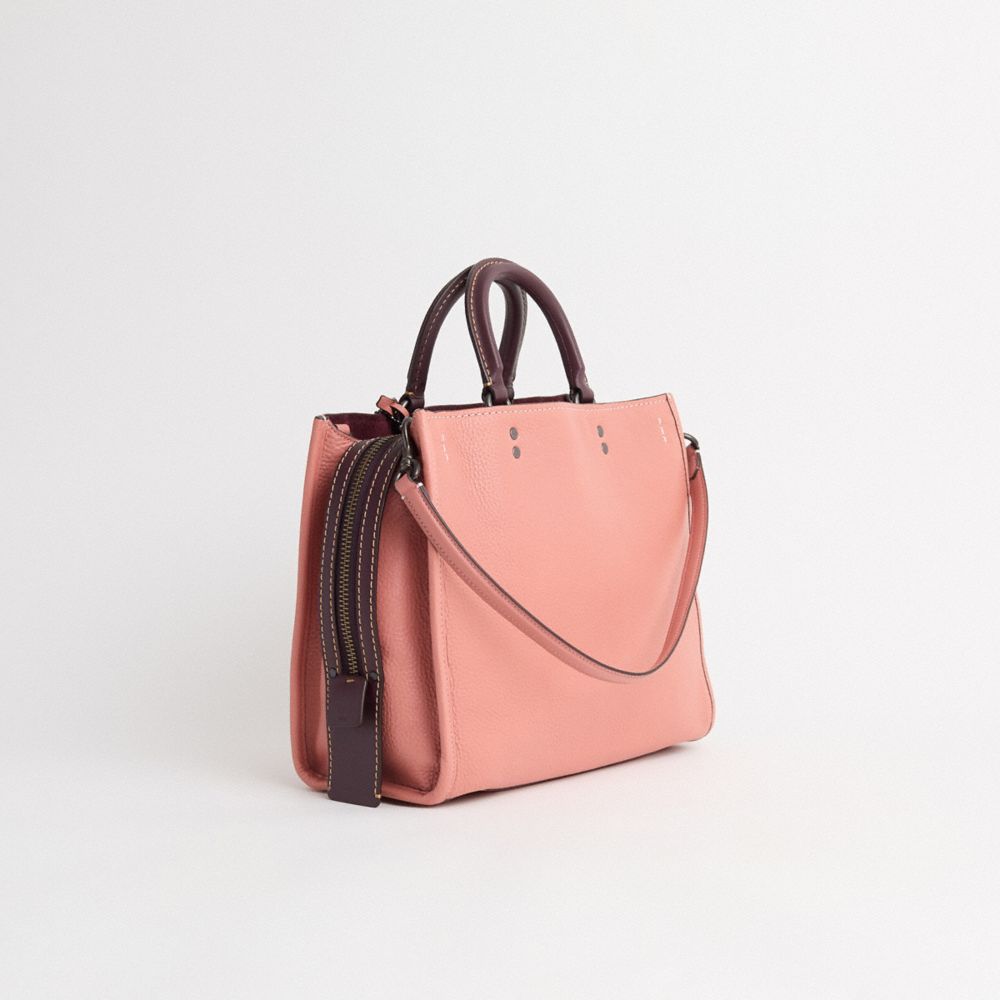 COACH®,Restored Rogue,Leather,Satchel,Belt,Day Party,Pink,Angle View