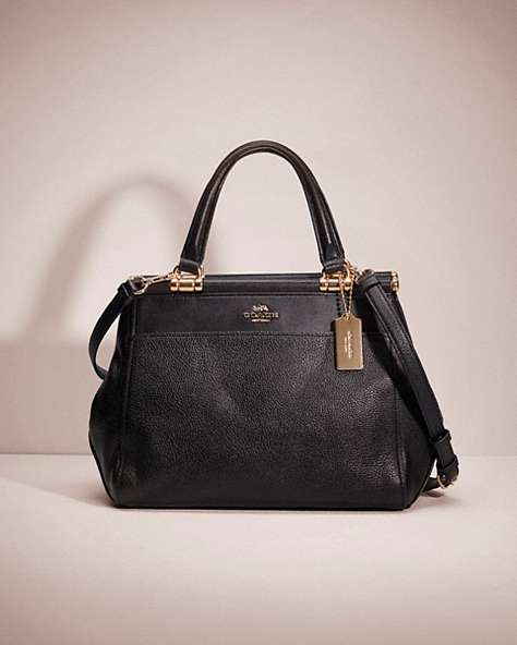 COACH®,RESTORED GRACE BAG,Polished Pebble Leather,Large,Light Gold/Black,Front View