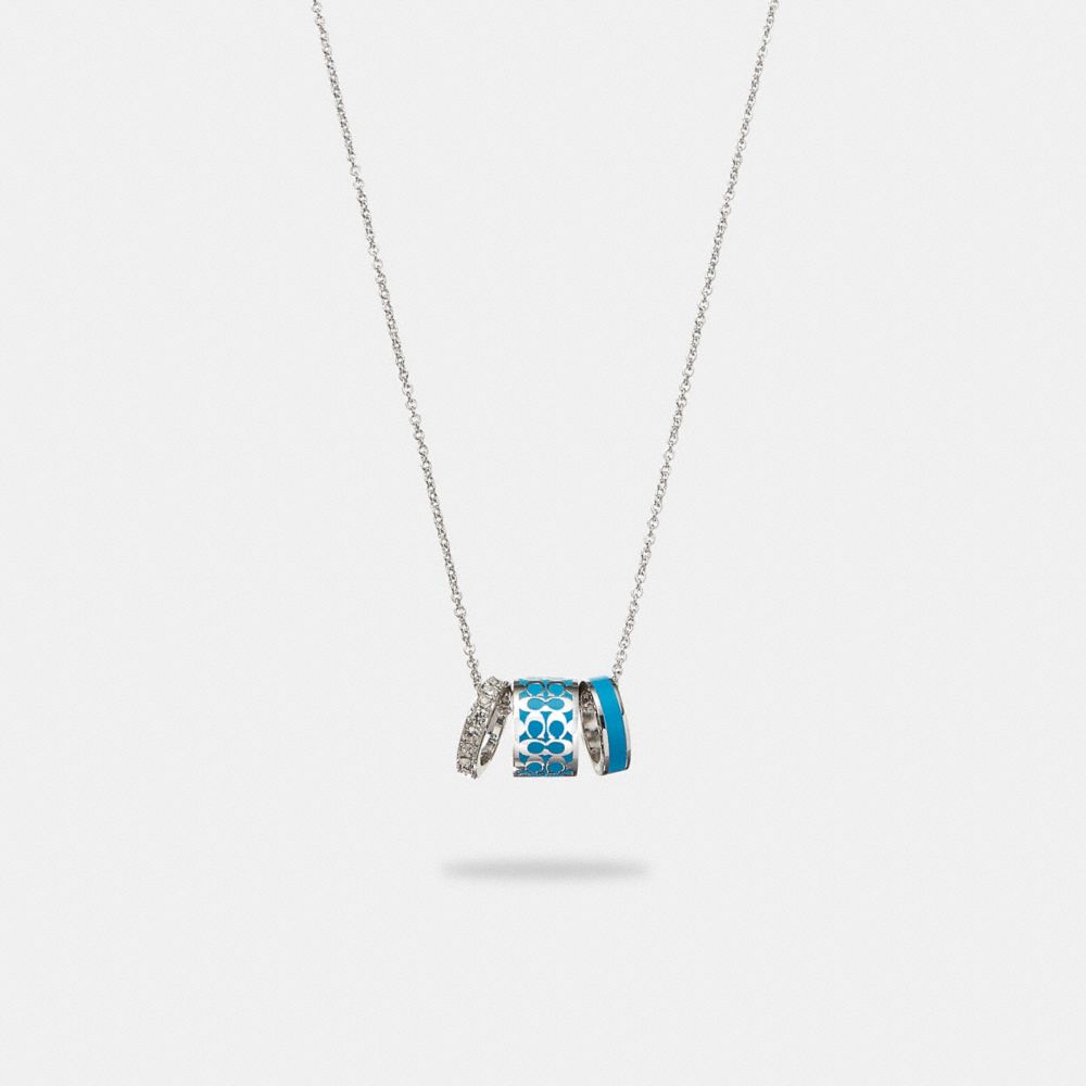 COACH®  Quilted Signature Link Enamel Pavé Necklace