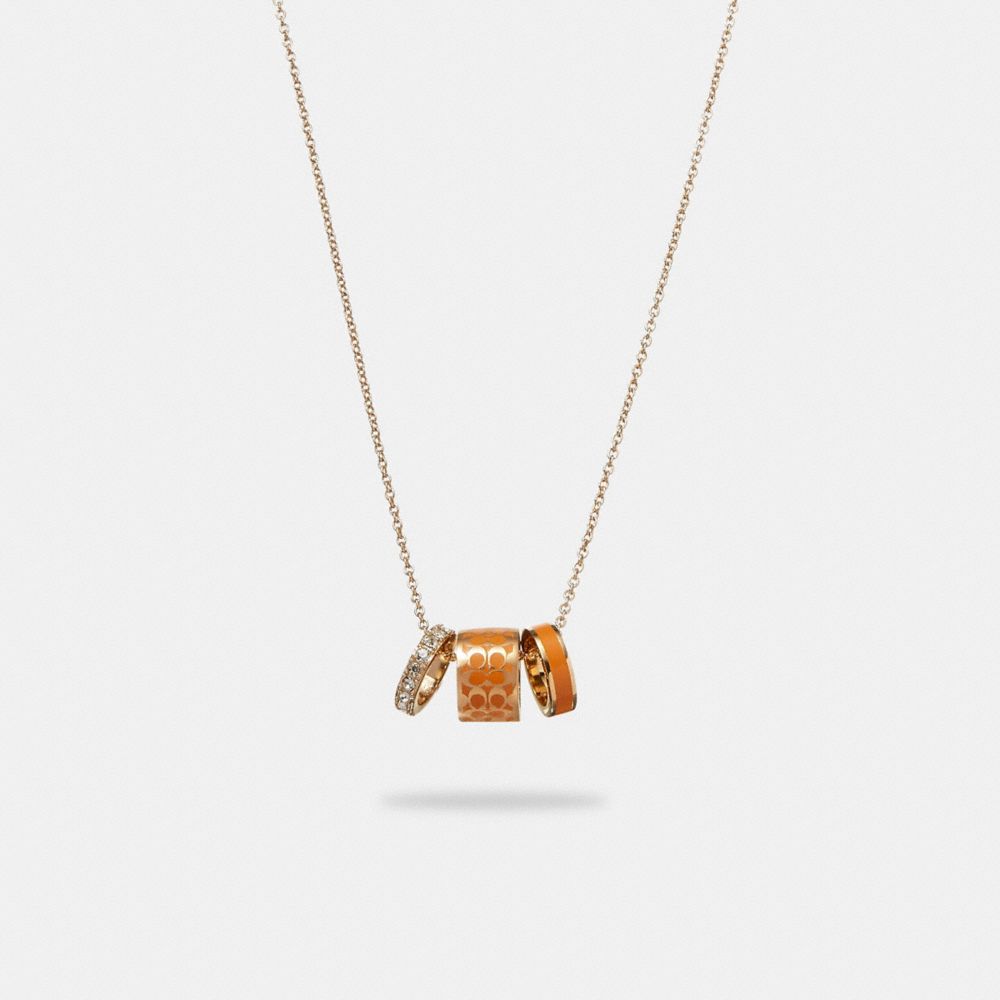 COACH®  Quilted Signature Link Enamel Pavé Necklace