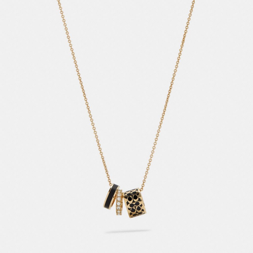 COACH®,SIGNATURE ENAMEL NECKLACE,Gold/Black,Front View