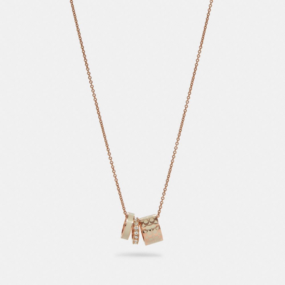 COACH®,SIGNATURE ENAMEL NECKLACE,Rose Gold/Chalk,Front View