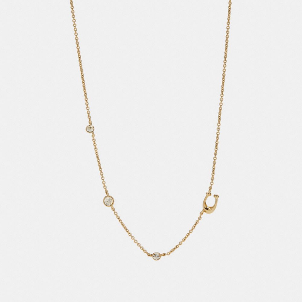 COACH®,SIGNATURE CRYSTAL NECKLACE,Gold,Front View