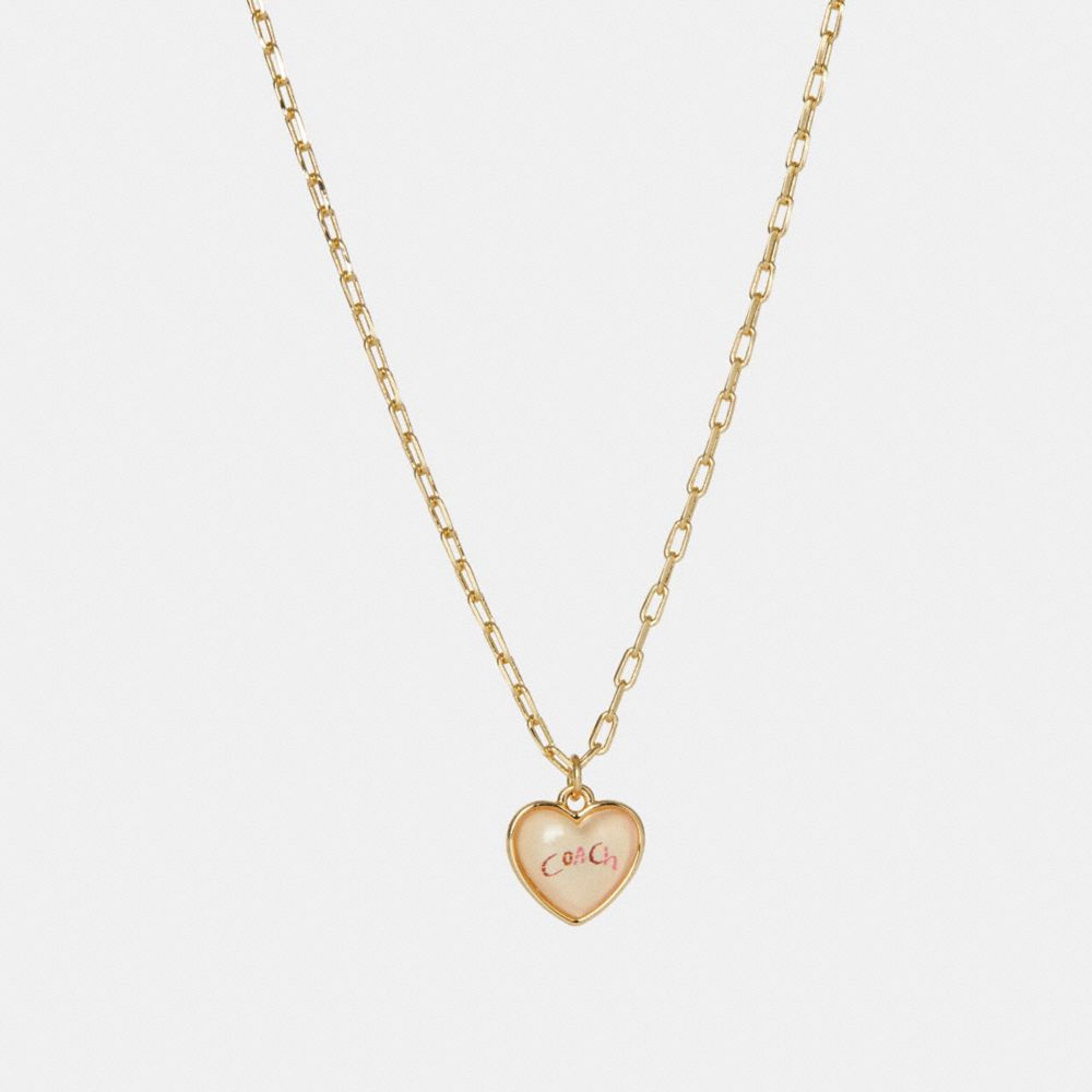 COACH®,Signature Heart Chain Necklace,,Front View