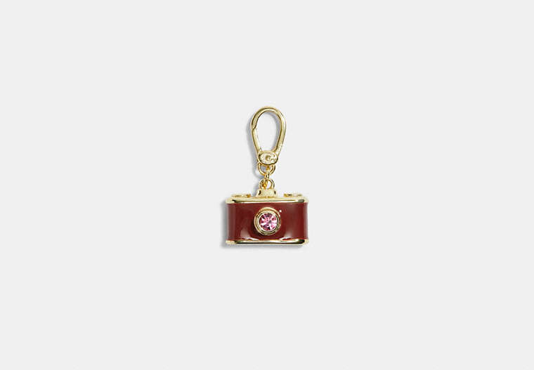 COACH®,CAMERA CHARM,Enamel/Plated Brass,Burgundy Multi,Front View