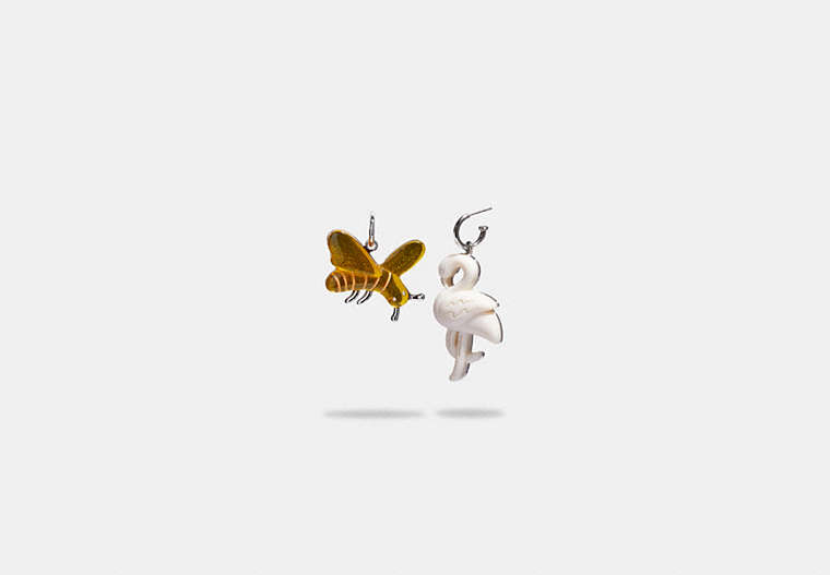 Boucles d’oreilles dépareillées flamant et abeille