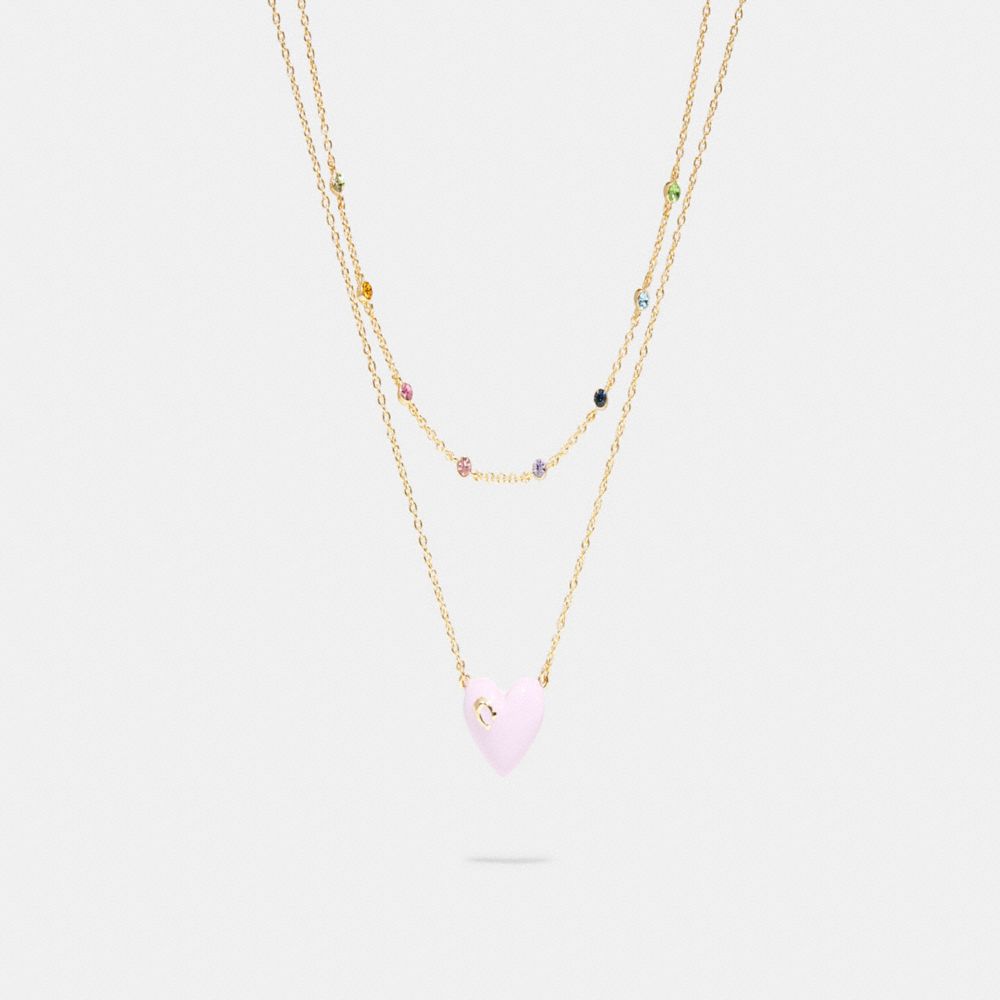 【国内発送】coach＊Double Stitched Hearts Pendant Necklace New Coach Red Heart Pendant Gold Necklace | eBay