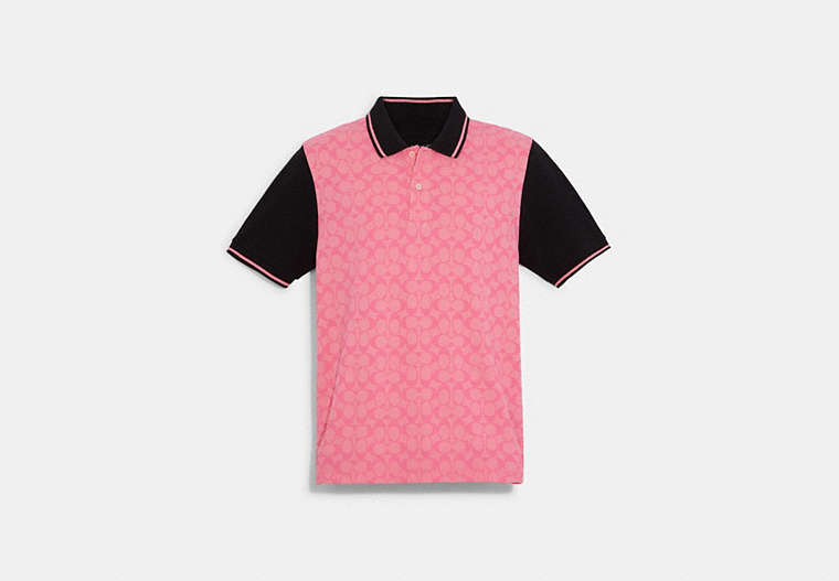 COACH®,COLORBLOCK SIGNATURE POLO,Pink,Front View