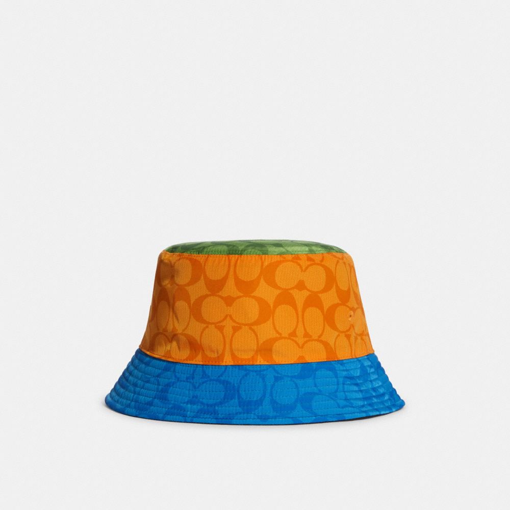 Reversible Colorblock Signature Bucket Hat