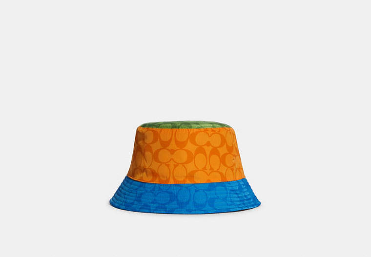 Reversible Colorblock Signature Bucket Hat